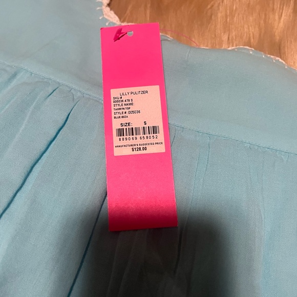 Lilly Pulitzer Tamryn | Blue Ibiza | Short Sleeve Blouse - Picture 7 of 7